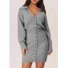 imagePRETTYGARDEN Sweater Dresses for Women 2026 Trendy Long Sleeve Button Down Short Mini Fall Winter DressGrey