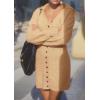 imagePRETTYGARDEN Sweater Dresses for Women 2026 Trendy Long Sleeve Button Down Short Mini Fall Winter DressKhaki