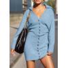 imagePRETTYGARDEN Sweater Dresses for Women 2026 Trendy Long Sleeve Button Down Short Mini Fall Winter DressLight Blue