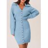 imagePRETTYGARDEN Sweater Dresses for Women 2026 Trendy Long Sleeve Button Down Short Mini Fall Winter DressLight Blue