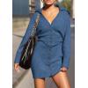 imagePRETTYGARDEN Sweater Dresses for Women 2026 Trendy Long Sleeve Button Down Short Mini Fall Winter DressMist Blue