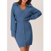 imagePRETTYGARDEN Sweater Dresses for Women 2026 Trendy Long Sleeve Button Down Short Mini Fall Winter DressMist Blue