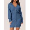 imagePRETTYGARDEN Sweater Dresses for Women 2026 Trendy Long Sleeve Button Down Short Mini Fall Winter DressMist Blue