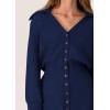 imagePRETTYGARDEN Sweater Dresses for Women 2026 Trendy Long Sleeve Button Down Short Mini Fall Winter DressNavy
