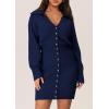 imagePRETTYGARDEN Sweater Dresses for Women 2026 Trendy Long Sleeve Button Down Short Mini Fall Winter DressNavy