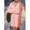 imagePRETTYGARDEN Sweater Dresses for Women 2026 Trendy Long Sleeve Button Down Short Mini Fall Winter DressPink