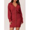 imagePRETTYGARDEN Sweater Dresses for Women 2026 Trendy Long Sleeve Button Down Short Mini Fall Winter DressRed