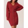 imagePRETTYGARDEN Sweater Dresses for Women 2026 Trendy Long Sleeve Button Down Short Mini Fall Winter DressRed