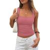 imagePRETTYGARDEN Tank Tops for Women 2026 Summer Sleeveless Square Neck Double Lined Tops Spring Ruched Going Out Y2K ClothesDusty Pink