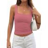 imagePRETTYGARDEN Tank Tops for Women 2026 Summer Sleeveless Square Neck Double Lined Tops Spring Ruched Going Out Y2K ClothesDusty Pink