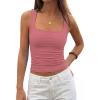 imagePRETTYGARDEN Tank Tops for Women 2026 Summer Sleeveless Square Neck Double Lined Tops Spring Ruched Going Out Y2K ClothesDusty Pink