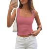 imagePRETTYGARDEN Tank Tops for Women 2026 Summer Sleeveless Square Neck Double Lined Tops Spring Ruched Going Out Y2K ClothesDusty Pink