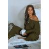 imagePRETTYGARDEN Two Piece Sets for Women 2026 Casual Ribbed Knit Off Shoulder Tops Lounge Pants Fall Tracksuits Winter ClothesArmy Green