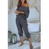 imagePRETTYGARDEN Two Piece Sets for Women 2026 Casual Ribbed Knit Off Shoulder Tops Lounge Pants Fall Tracksuits Winter ClothesDark Grey