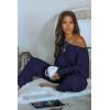 imagePRETTYGARDEN Two Piece Sets for Women 2026 Casual Ribbed Knit Off Shoulder Tops Lounge Pants Fall Tracksuits Winter ClothesDark Sea Blue