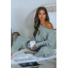 imagePRETTYGARDEN Two Piece Sets for Women 2026 Casual Ribbed Knit Off Shoulder Tops Lounge Pants Fall Tracksuits Winter ClothesLight Grey Blue