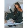 imagePRETTYGARDEN Two Piece Sets for Women 2026 Casual Ribbed Knit Off Shoulder Tops Lounge Pants Fall Tracksuits Winter ClothesNavy