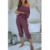 imagePRETTYGARDEN Two Piece Sets for Women 2026 Casual Ribbed Knit Off Shoulder Tops Lounge Pants Fall Tracksuits Winter ClothesPurple Red