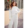imagePRETTYGARDEN Two Piece Sets for Women 2026 Pullover Sweater High Waisted Sweatpants Tracksuit Lounge Set Fall Winter OutfitsBeige White