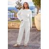 imagePRETTYGARDEN Two Piece Sets for Women 2026 Pullover Sweater High Waisted Sweatpants Tracksuit Lounge Set Fall Winter OutfitsBeige White
