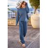 imagePRETTYGARDEN Two Piece Sets for Women 2026 Pullover Sweater High Waisted Sweatpants Tracksuit Lounge Set Fall Winter OutfitsDark Blue