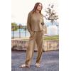 imagePRETTYGARDEN Two Piece Sets for Women 2026 Pullover Sweater High Waisted Sweatpants Tracksuit Lounge Set Fall Winter OutfitsKhaki