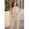 imagePRETTYGARDEN Two Piece Sets for Women 2026 Pullover Sweater High Waisted Sweatpants Tracksuit Lounge Set Fall Winter OutfitsLight Khaki