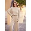 imagePRETTYGARDEN Two Piece Sets for Women 2026 Pullover Sweater High Waisted Sweatpants Tracksuit Lounge Set Fall Winter OutfitsLight Khaki