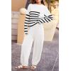 imagePRETTYGARDEN Two Piece Sets for Women 2026 Pullover Sweater High Waisted Sweatpants Tracksuit Lounge Set Fall Winter OutfitsStriped White