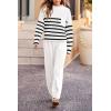imagePRETTYGARDEN Two Piece Sets for Women 2026 Pullover Sweater High Waisted Sweatpants Tracksuit Lounge Set Fall Winter OutfitsStriped White