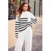 imagePRETTYGARDEN Two Piece Sets for Women 2026 Pullover Sweater High Waisted Sweatpants Tracksuit Lounge Set Fall Winter OutfitsStriped White