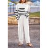 imagePRETTYGARDEN Two Piece Sets for Women 2026 Pullover Sweater High Waisted Sweatpants Tracksuit Lounge Set Fall Winter OutfitsStriped White