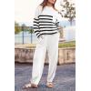 imagePRETTYGARDEN Two Piece Sets for Women 2026 Pullover Sweater High Waisted Sweatpants Tracksuit Lounge Set Fall Winter OutfitsStriped White