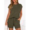 imagePRETTYGARDEN Two Piece Short Sets for Women Summer 2026 Matching Loungewear Travel Outfits Spring Beach Vacation ClothesArmy Green