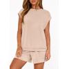 imagePRETTYGARDEN Two Piece Short Sets for Women Summer 2026 Matching Loungewear Travel Outfits Spring Beach Vacation ClothesBeige