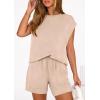 imagePRETTYGARDEN Two Piece Short Sets for Women Summer 2026 Matching Loungewear Travel Outfits Spring Beach Vacation ClothesBeige