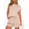 imagePRETTYGARDEN Two Piece Short Sets for Women Summer 2026 Matching Loungewear Travel Outfits Spring Beach Vacation ClothesBeige
