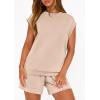 imagePRETTYGARDEN Two Piece Short Sets for Women Summer 2026 Matching Loungewear Travel Outfits Spring Beach Vacation ClothesBeige
