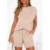 imagePRETTYGARDEN Two Piece Short Sets for Women Summer 2026 Matching Loungewear Travel Outfits Spring Beach Vacation ClothesBeige