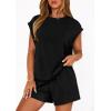 imagePRETTYGARDEN Two Piece Short Sets for Women Summer 2026 Matching Loungewear Travel Outfits Spring Beach Vacation ClothesBlack