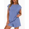 imagePRETTYGARDEN Two Piece Short Sets for Women Summer 2026 Matching Loungewear Travel Outfits Spring Beach Vacation ClothesBlue