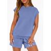 imagePRETTYGARDEN Two Piece Short Sets for Women Summer 2026 Matching Loungewear Travel Outfits Spring Beach Vacation ClothesBlue