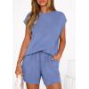 imagePRETTYGARDEN Two Piece Short Sets for Women Summer 2026 Matching Loungewear Travel Outfits Spring Beach Vacation ClothesBlue