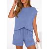imagePRETTYGARDEN Two Piece Short Sets for Women Summer 2026 Matching Loungewear Travel Outfits Spring Beach Vacation ClothesBlue