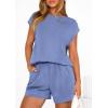 imagePRETTYGARDEN Two Piece Short Sets for Women Summer 2026 Matching Loungewear Travel Outfits Spring Beach Vacation ClothesBlue