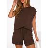 imagePRETTYGARDEN Two Piece Short Sets for Women Summer 2026 Matching Loungewear Travel Outfits Spring Beach Vacation ClothesBrown