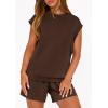 imagePRETTYGARDEN Two Piece Short Sets for Women Summer 2026 Matching Loungewear Travel Outfits Spring Beach Vacation ClothesBrown
