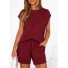 imagePRETTYGARDEN Two Piece Short Sets for Women Summer 2026 Matching Loungewear Travel Outfits Spring Beach Vacation ClothesBurgundy