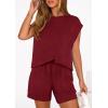 imagePRETTYGARDEN Two Piece Short Sets for Women Summer 2026 Matching Loungewear Travel Outfits Spring Beach Vacation ClothesBurgundy