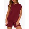 imagePRETTYGARDEN Two Piece Short Sets for Women Summer 2026 Matching Loungewear Travel Outfits Spring Beach Vacation ClothesBurgundy